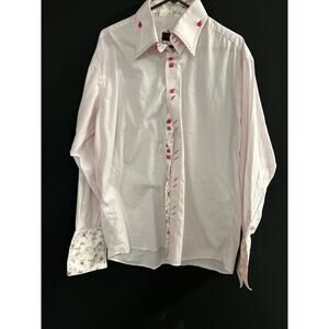 Axxess XL Pink Button Down Shirt Romanitc Long Sleeve 100% Cotton Square Button